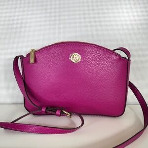 Anne Klein Magenta Crossbody Bag | Gold Hardware | Adjustable Strap